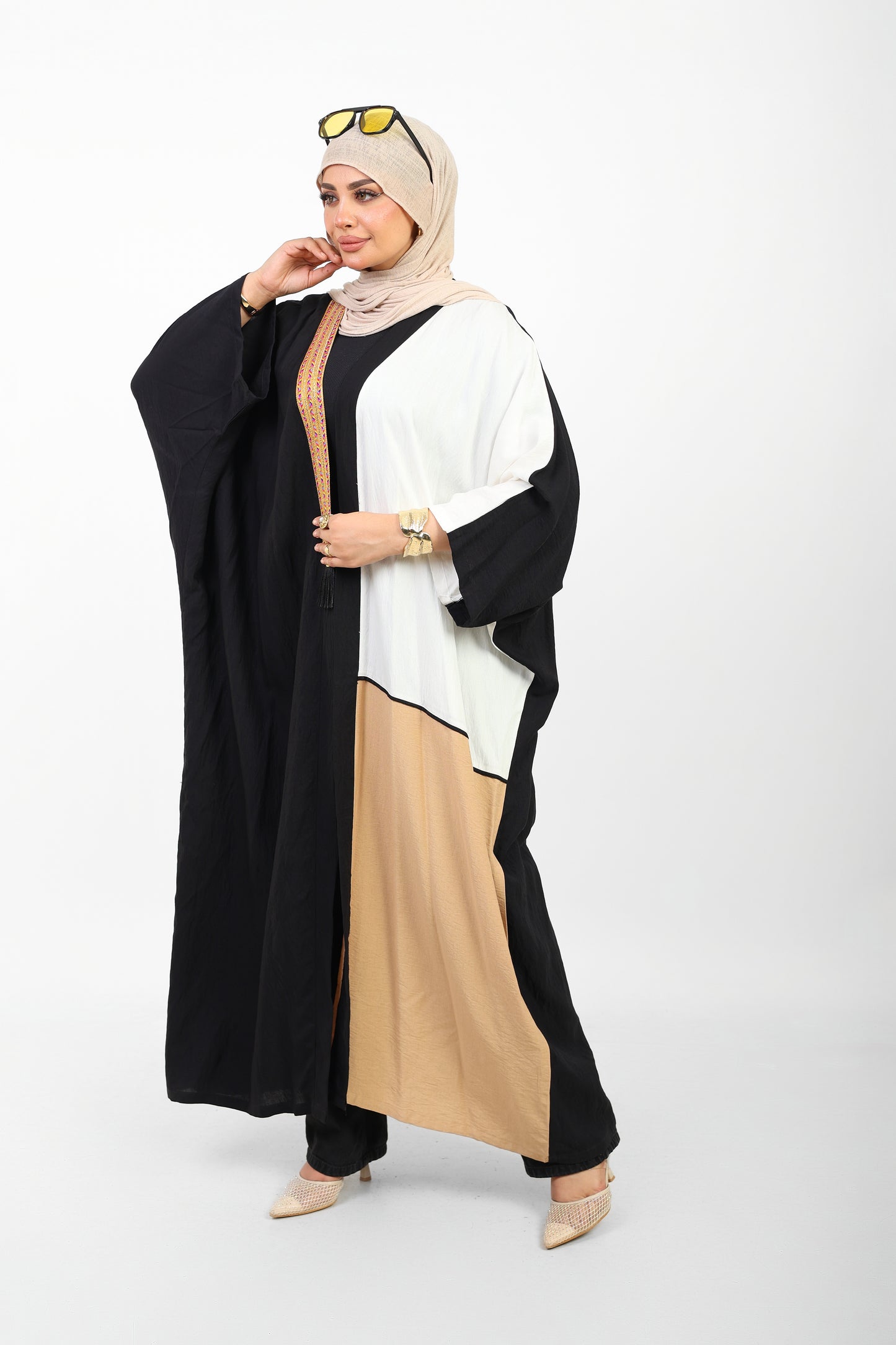 Multicolor Dress Open Abaya
