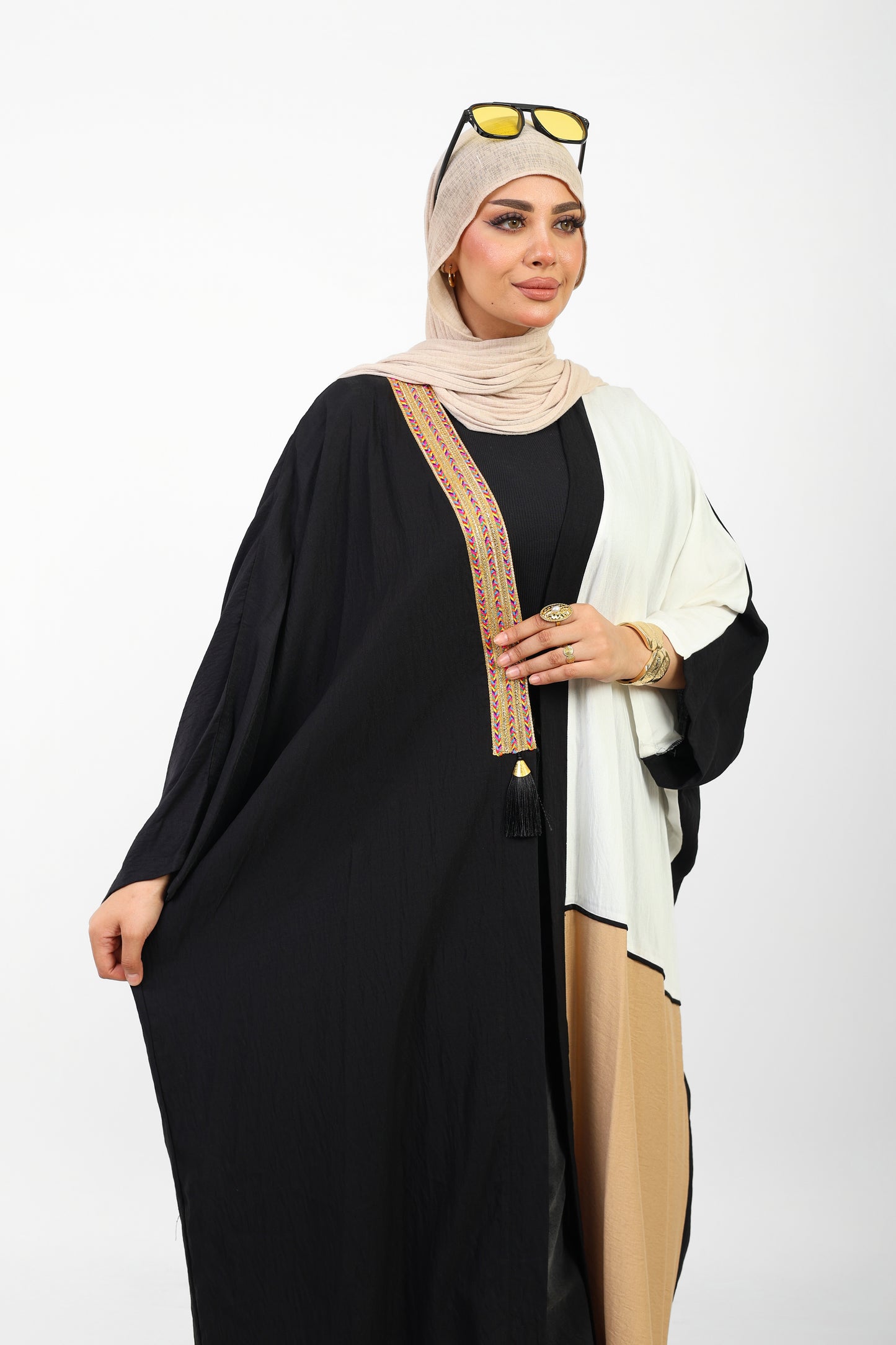 Multicolor Dress Open Abaya