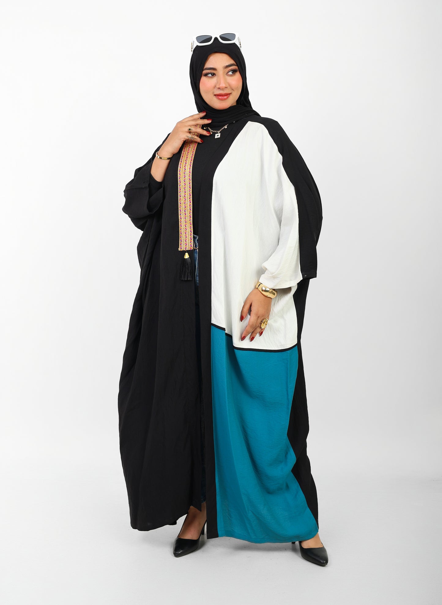 Multicolor Dress Open Abaya