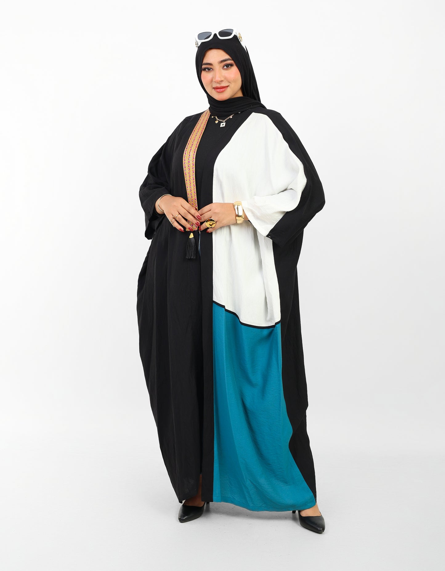 Multicolor Dress Open Abaya