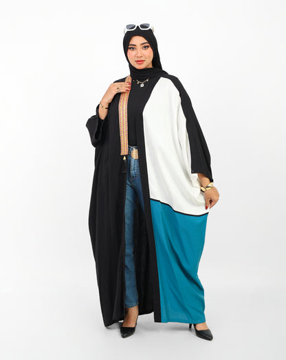 Multicolor Dress Open Abaya