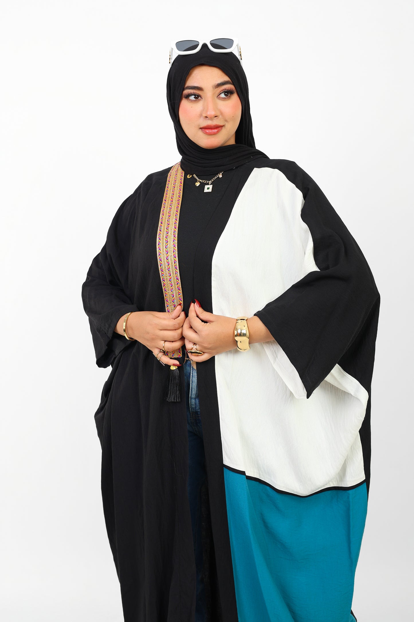 Multicolor Dress Open Abaya
