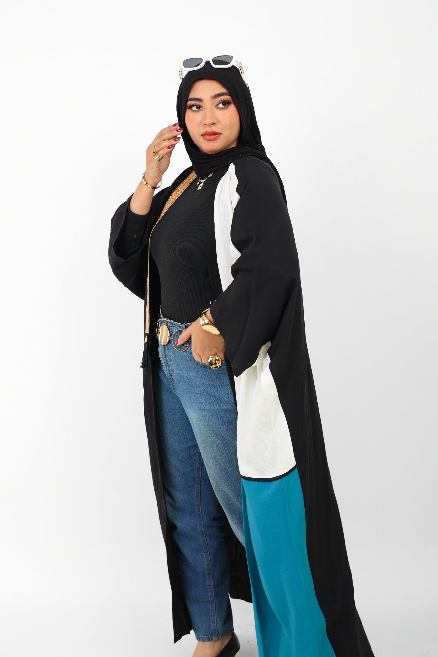 Multicolor Dress Open Abaya