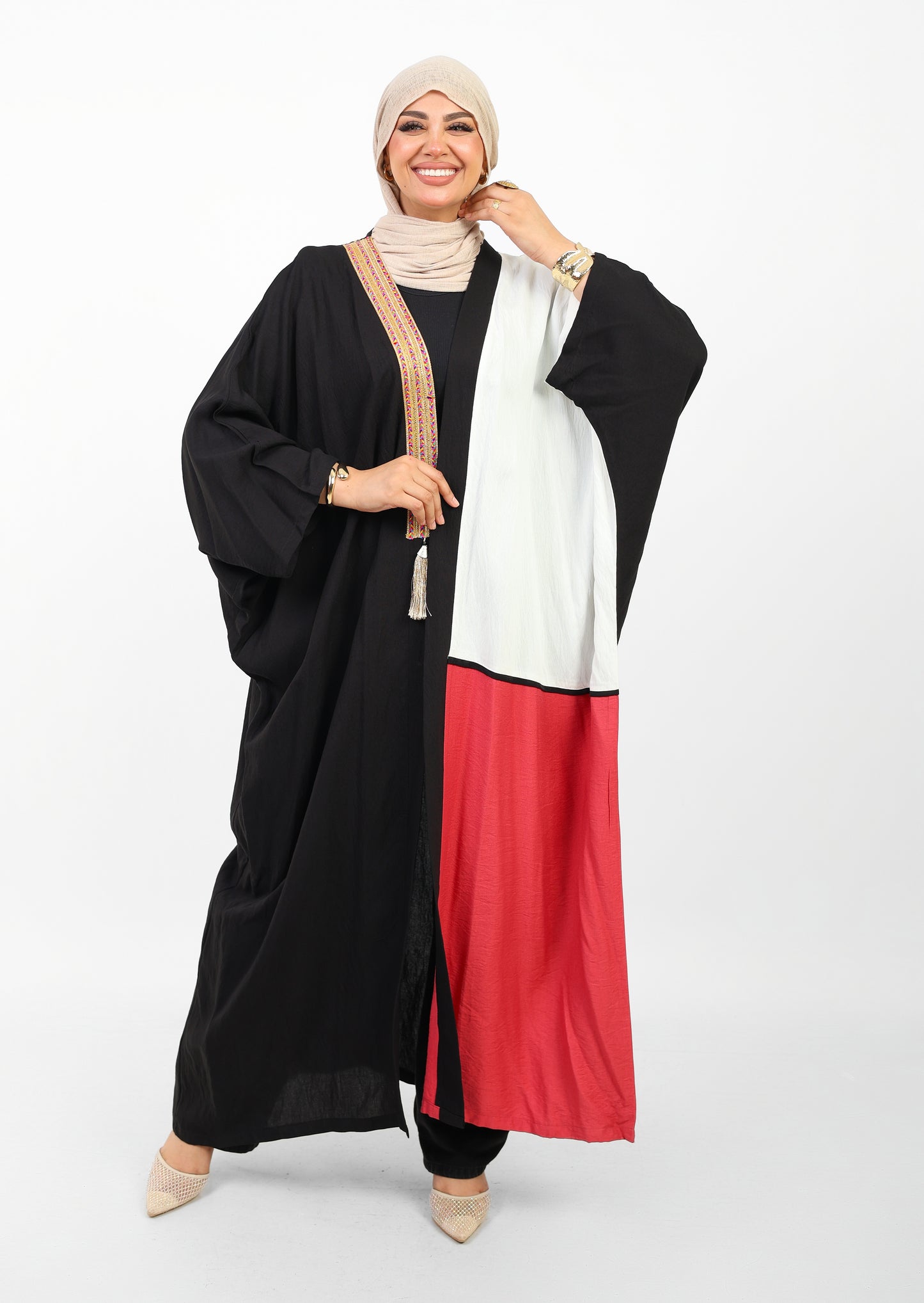 Multicolor Dress Open Abaya