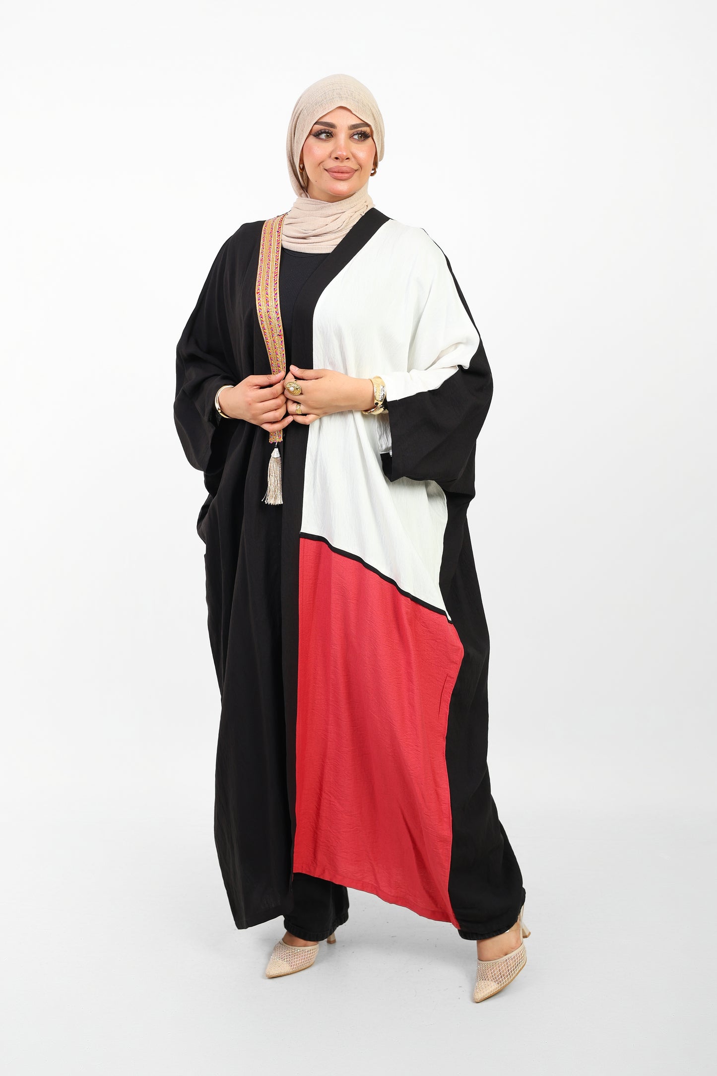 Multicolor Dress Open Abaya