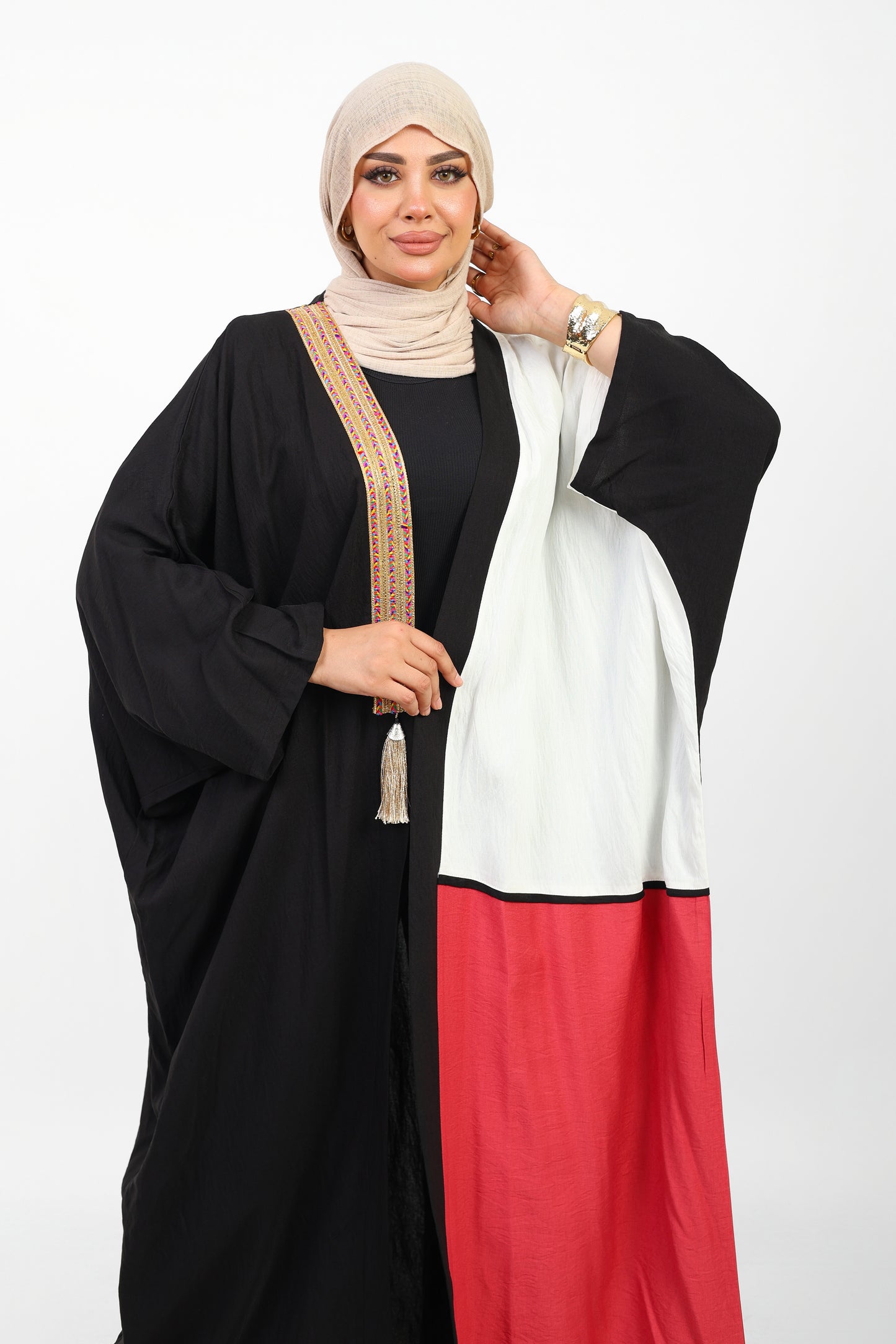 Multicolor Dress Open Abaya