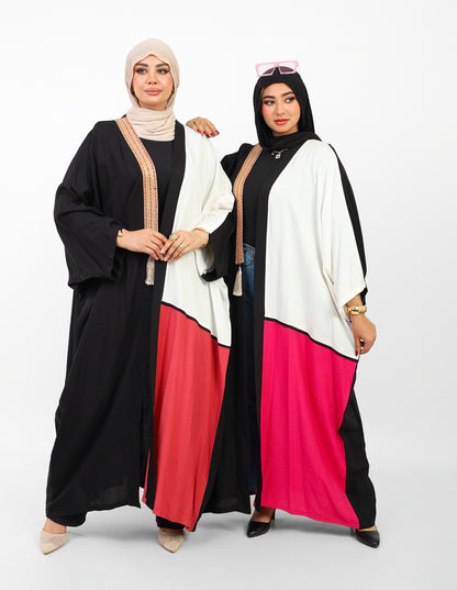 Multicolor Dress Open Abaya