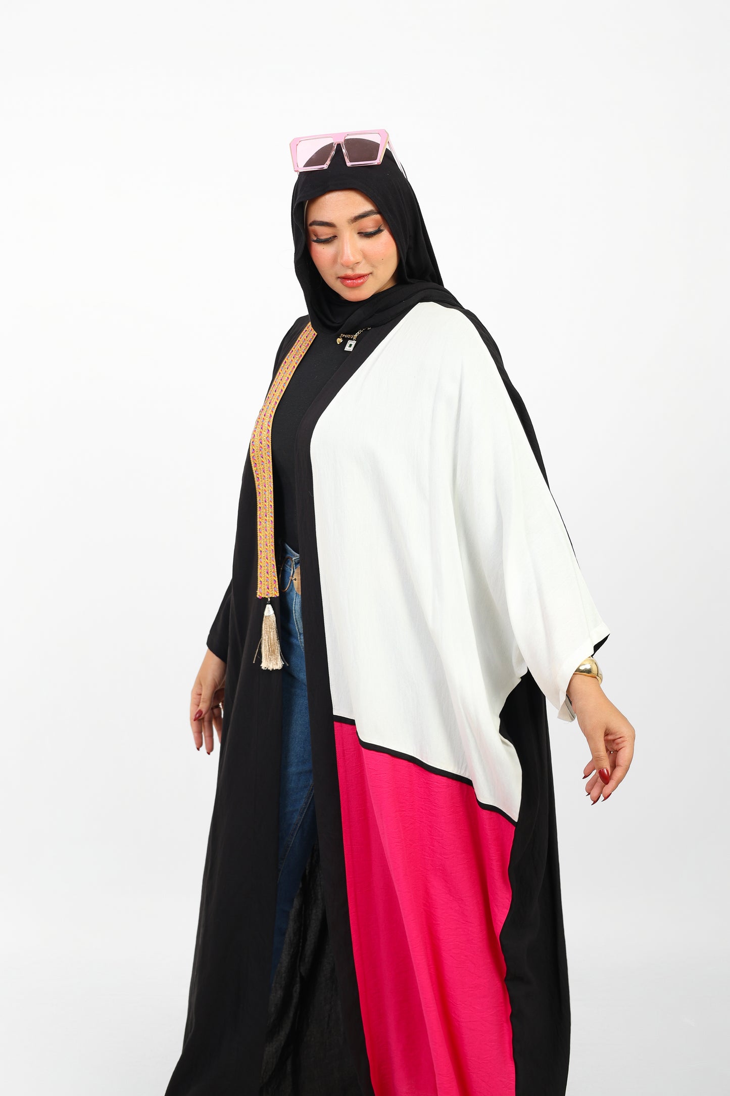 Multicolor Dress Open Abaya