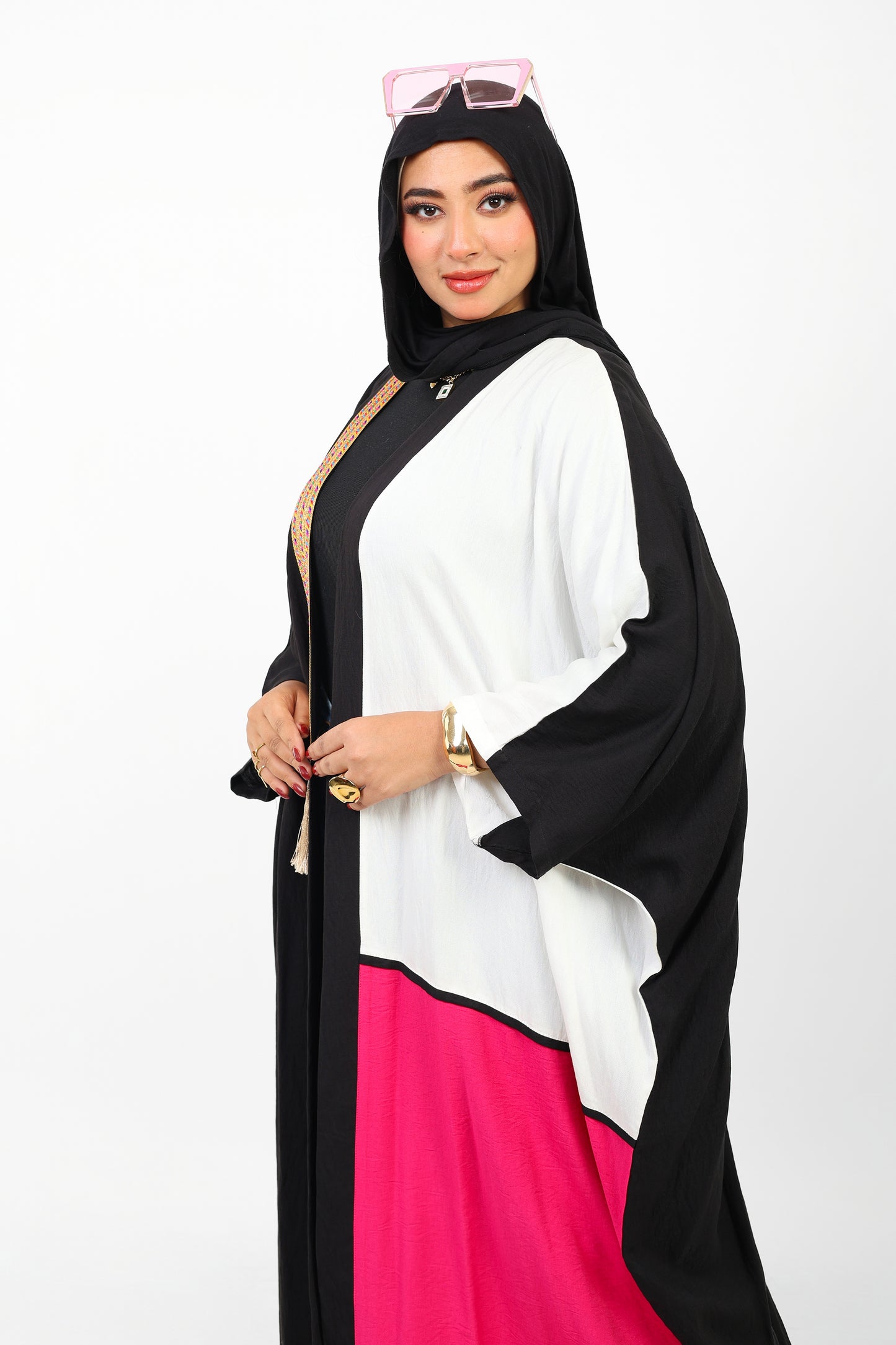 Multicolor Dress Open Abaya