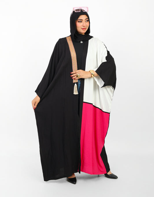 Multicolor Dress Open Abaya