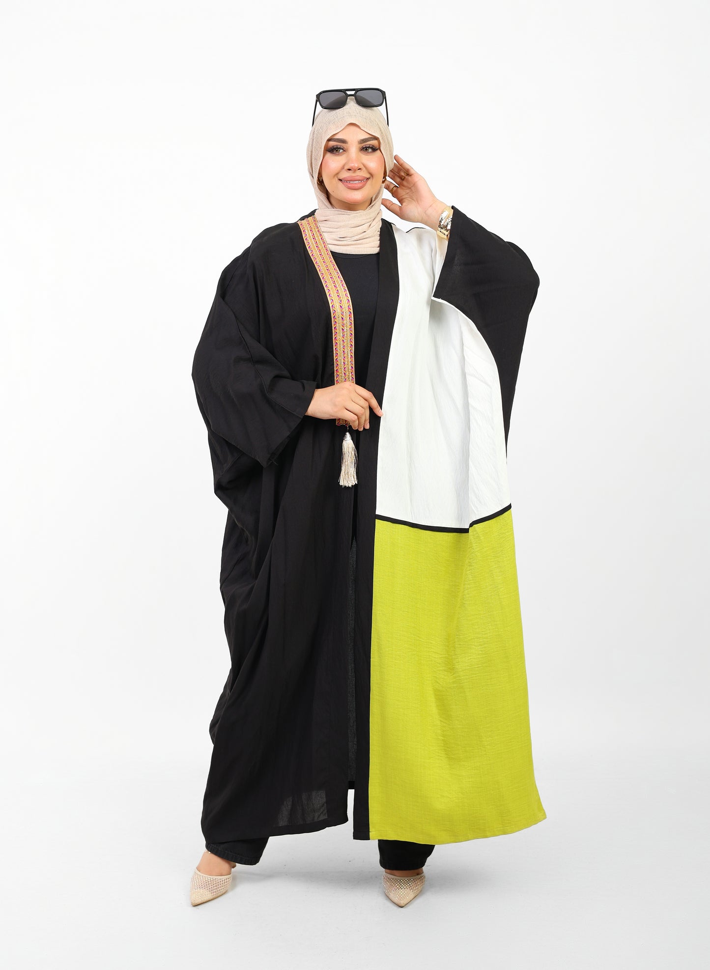 Multicolor Dress Open Abaya