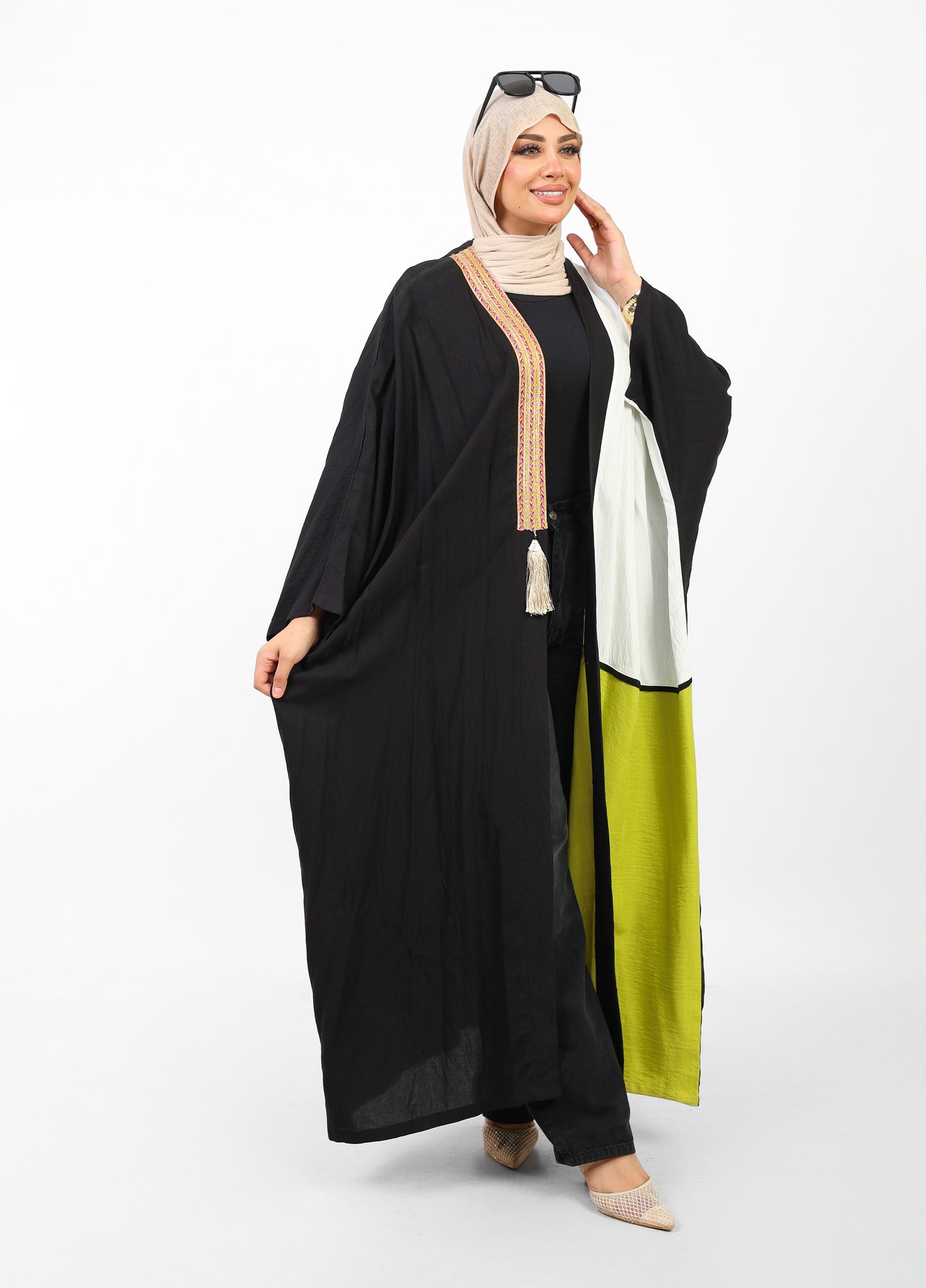 Multicolor Dress Open Abaya