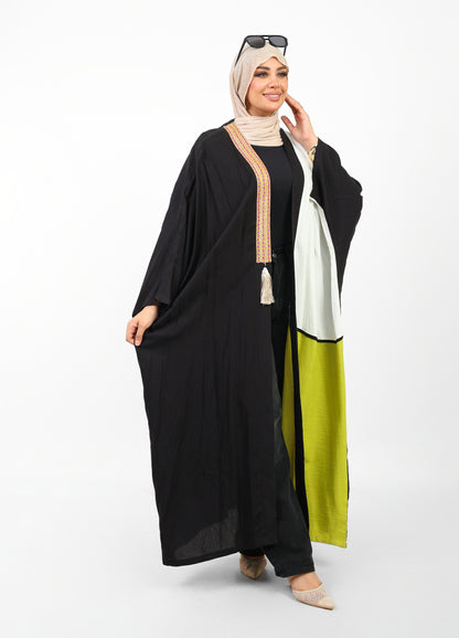 Multicolor Dress Open Abaya