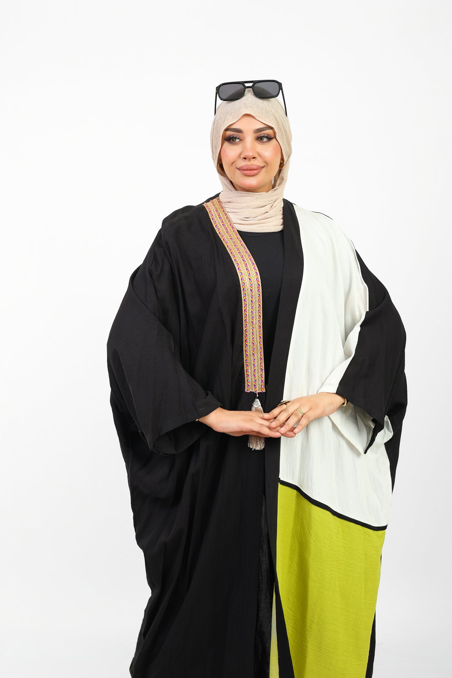 Multicolor Dress Open Abaya