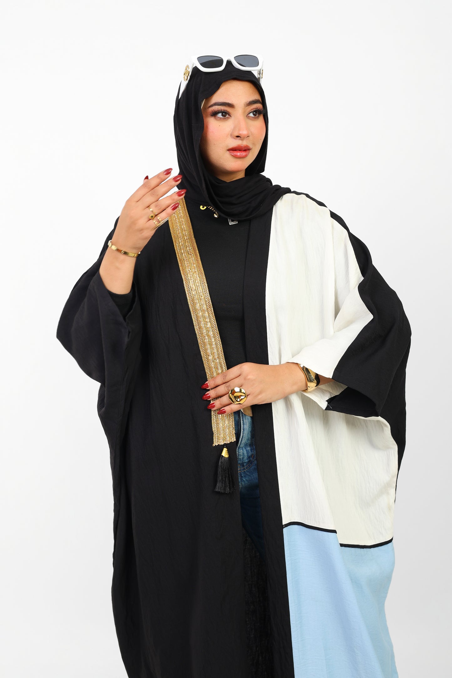 Multicolor Dress Open Abaya