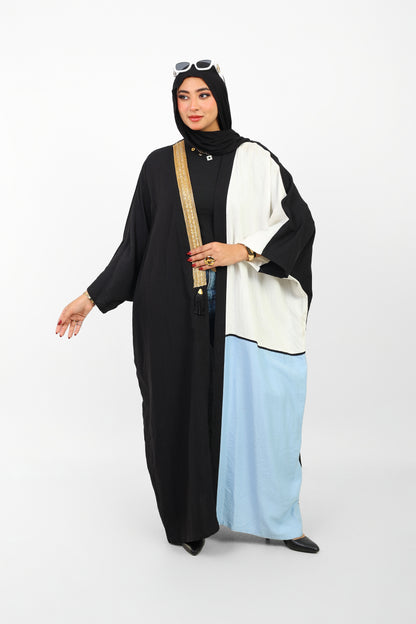 Multicolor Dress Open Abaya