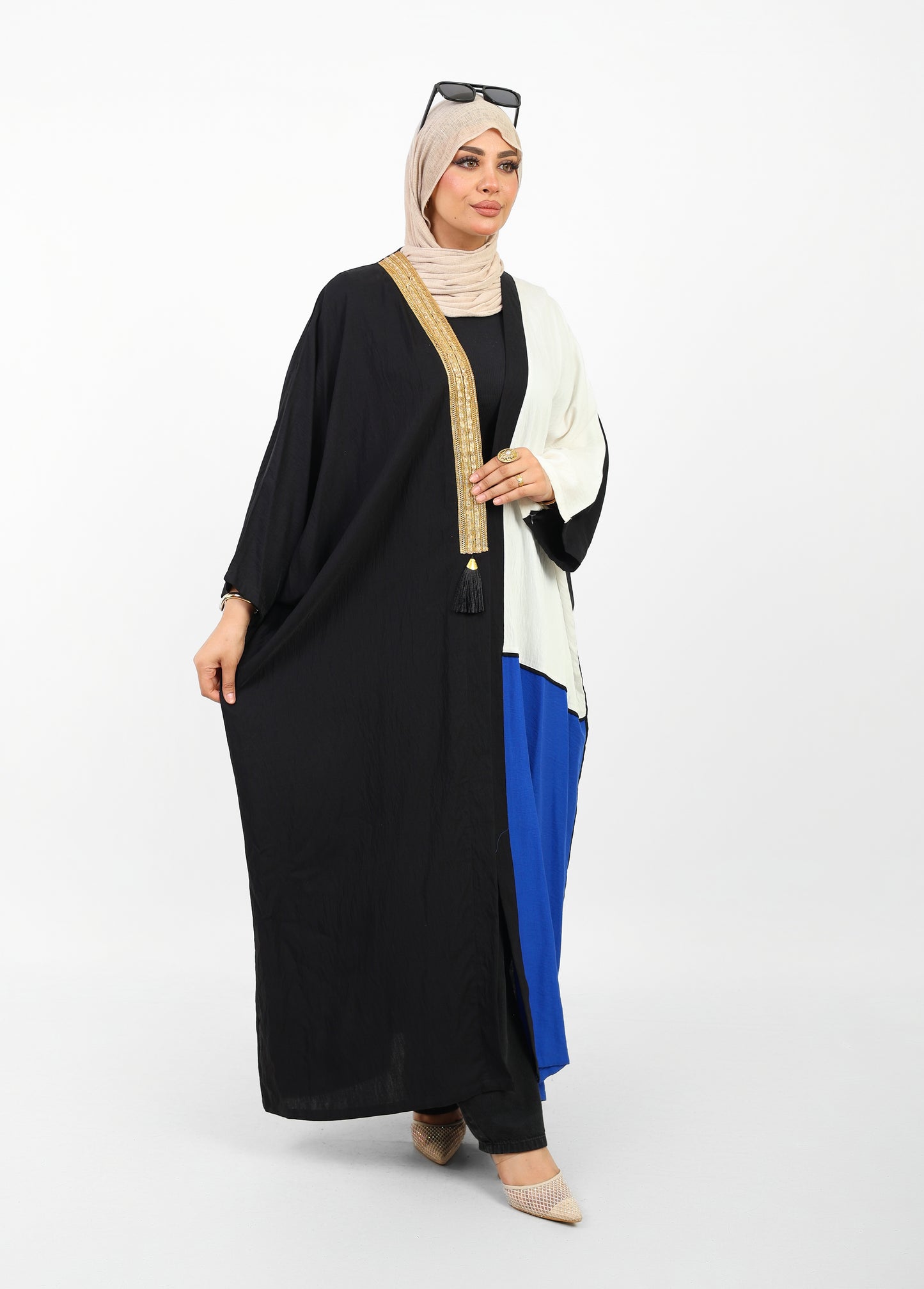 Multicolor Dress Open Abaya
